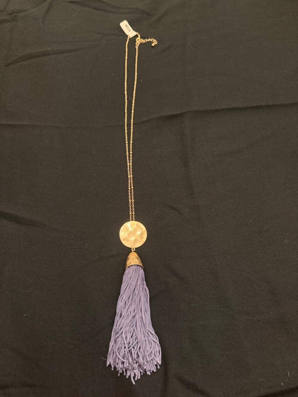 Gold-Tone Necklace with Blue Tassel